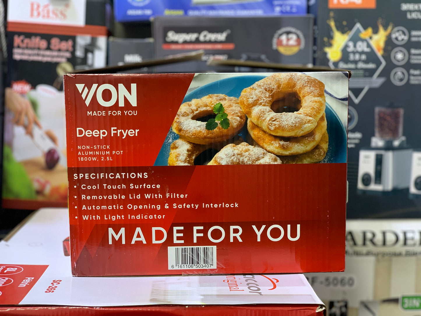 VON Brand Deep Fryer | Non-stick | Aluminum Pot | 1800watt and 2.5L