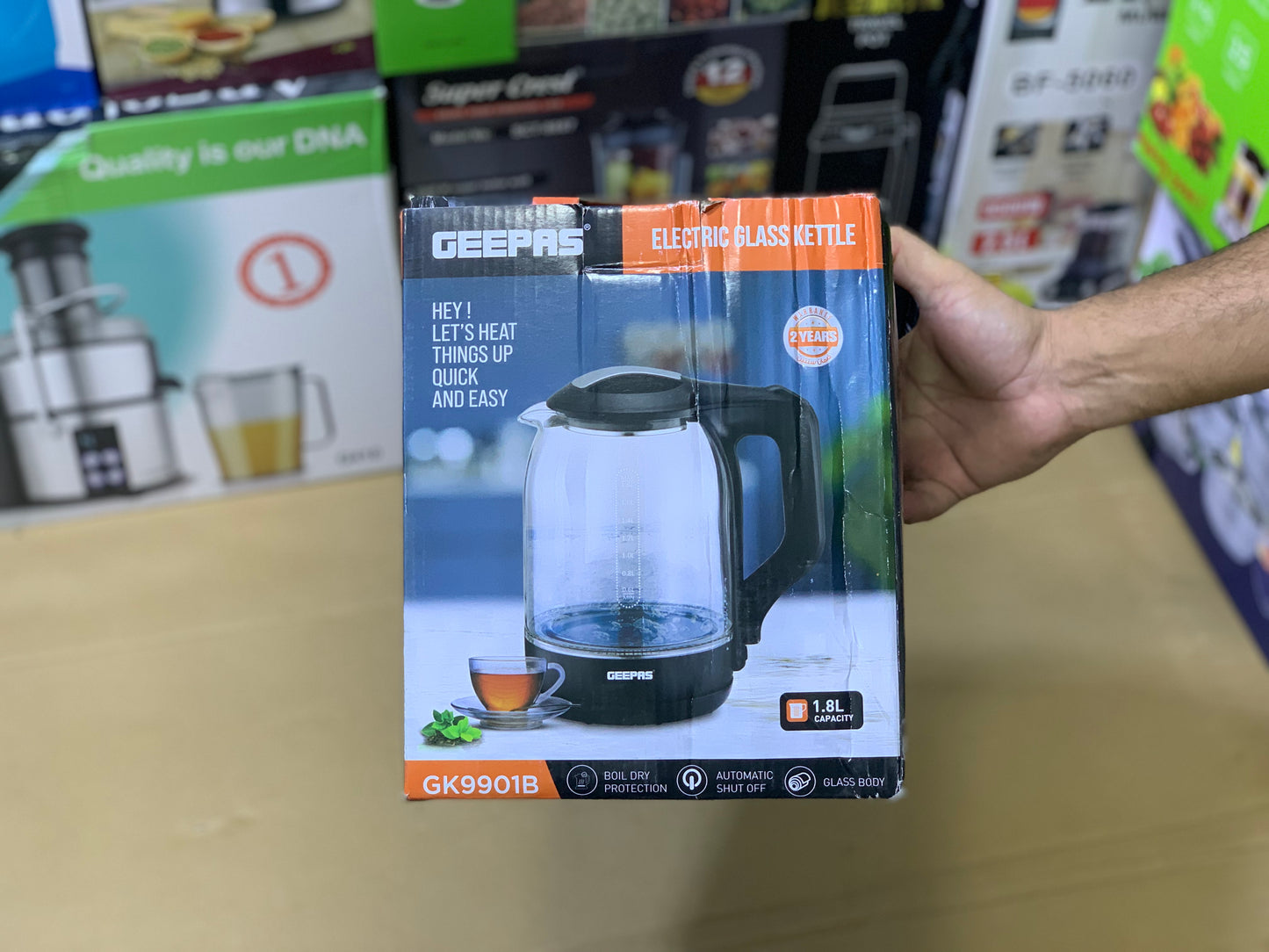 Geepas Electric Glass Tea Kettle 1.8L and 1500watt | Automatic cut off | Model:K9901B
