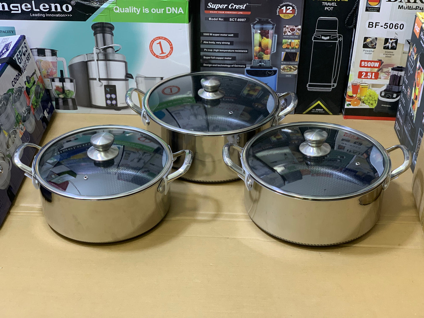 Laser Coating Honeycomb Pattern Deep Casseroles Set