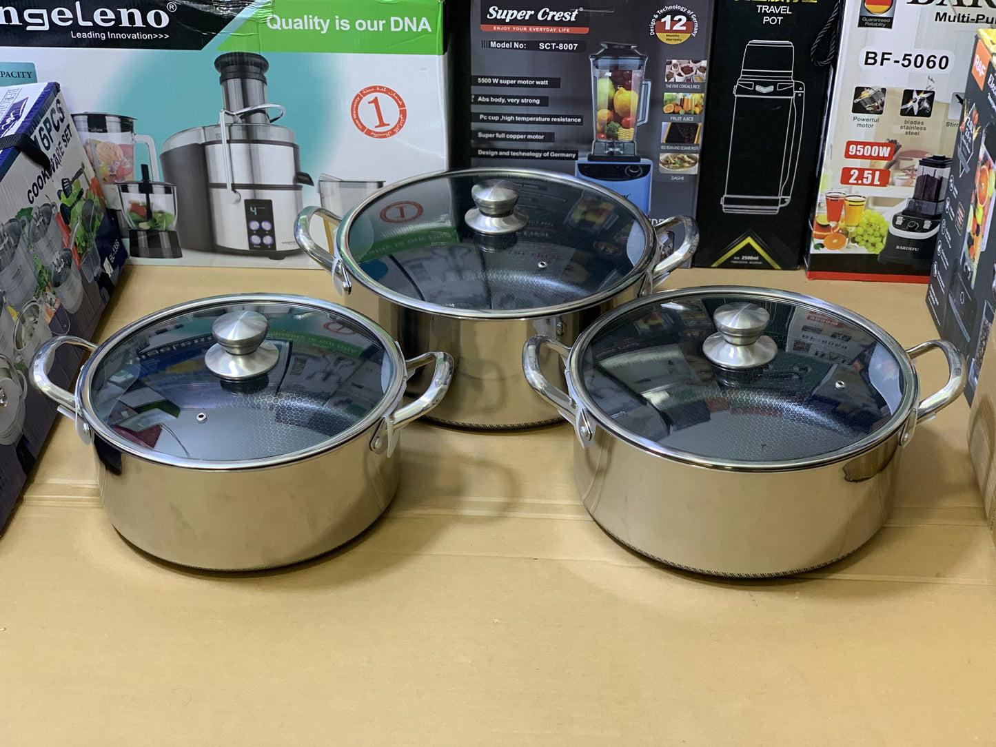 Laser Coating Honeycomb Pattern Deep Casseroles Set