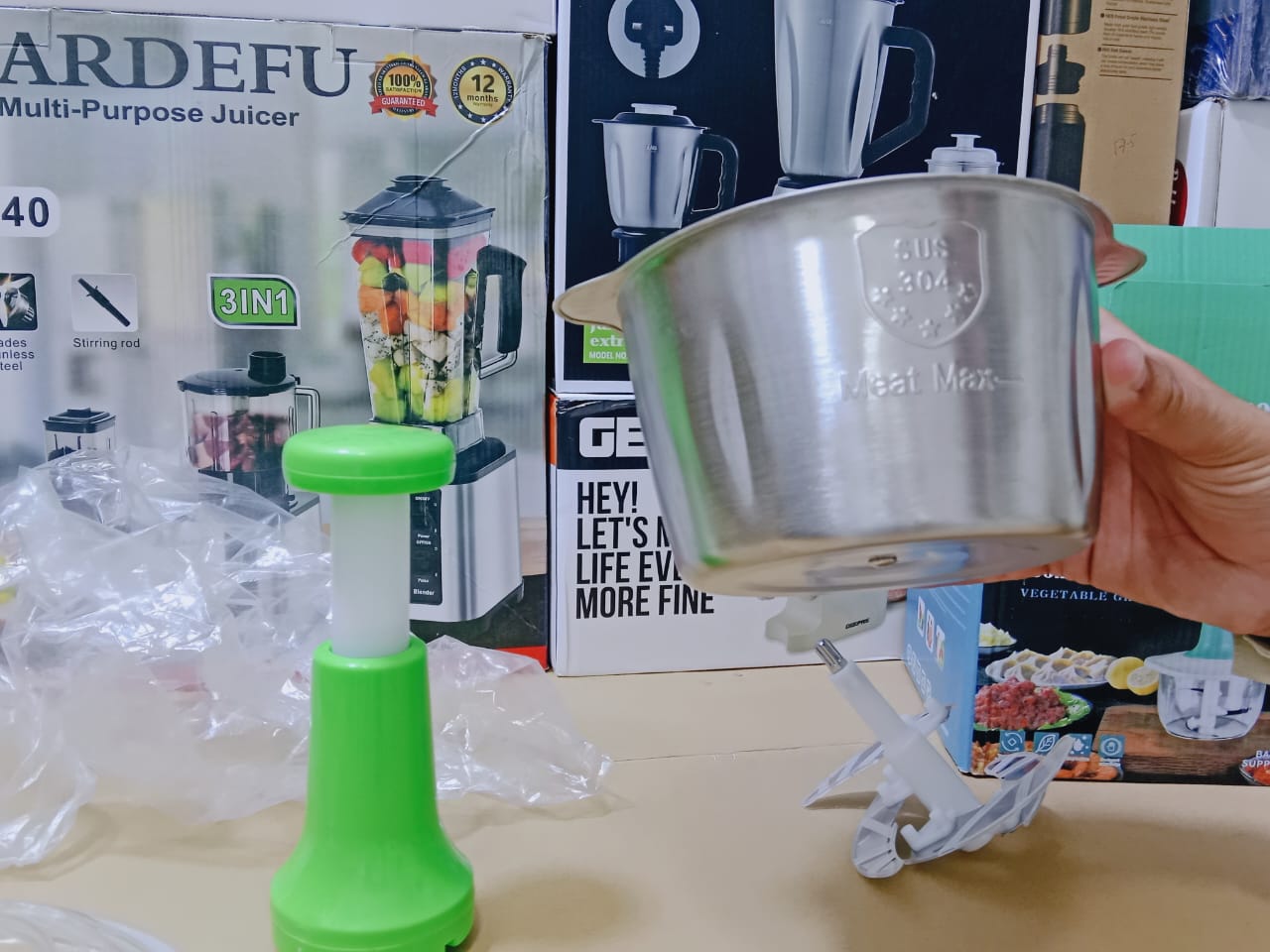 Food chopper with sharp blade and Stainless steel Bowl 2L