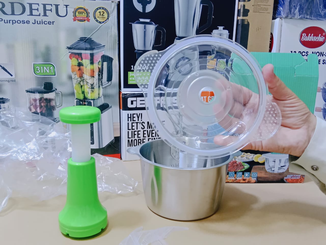 Food chopper with sharp blade and Stainless steel Bowl 2L