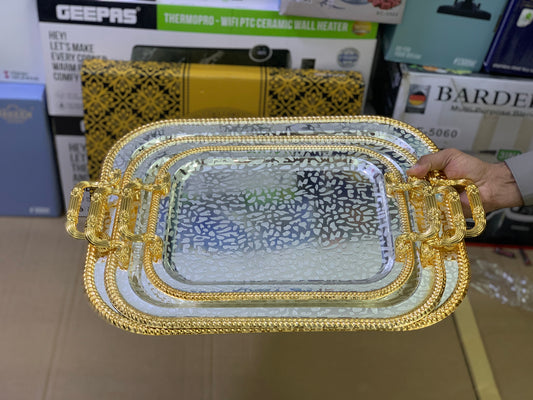 Stylish design Serving tray stainless steel | 3 Pieces