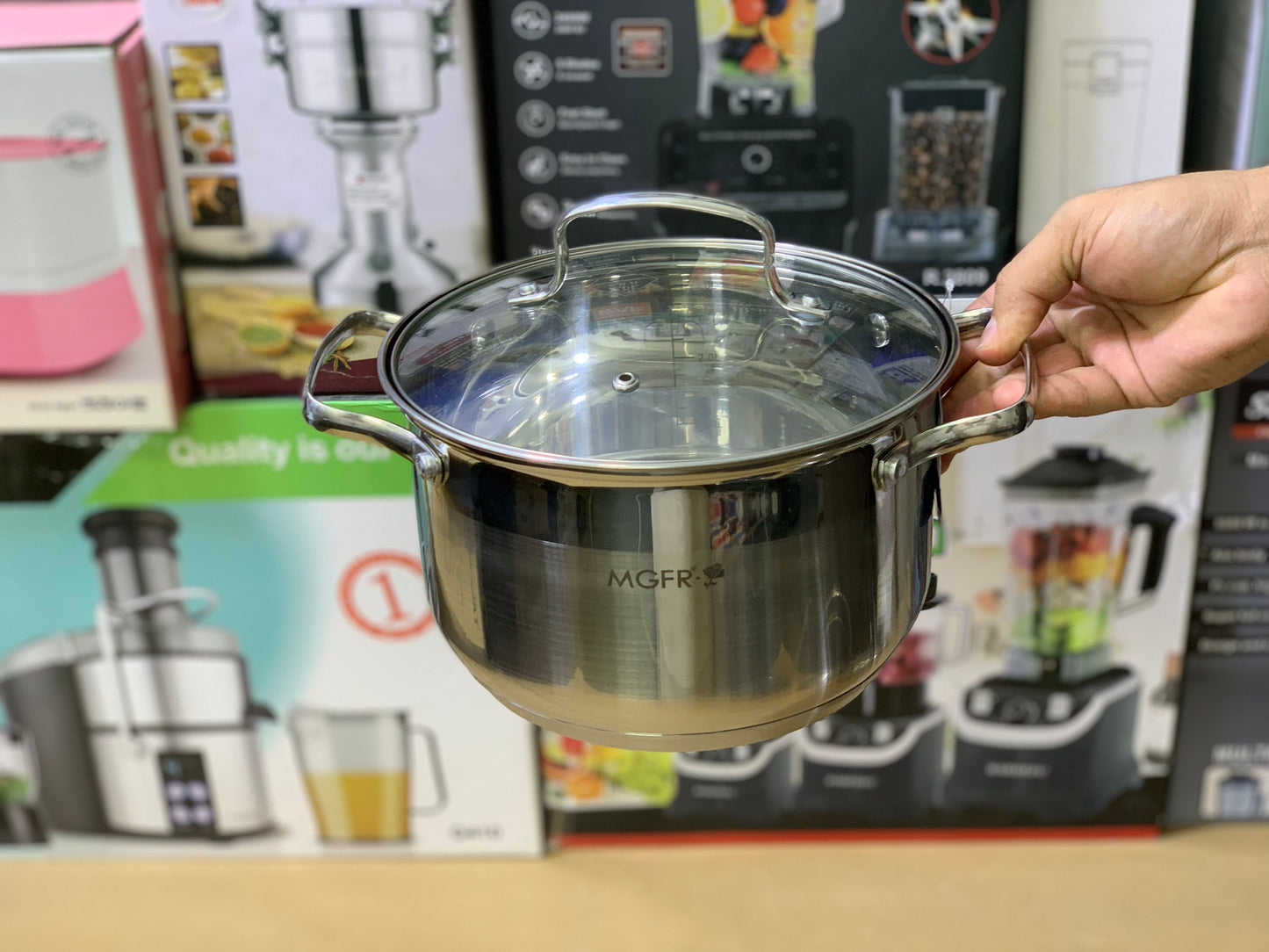MGFR brand 12 Pieces Cookware set Stainless Steel Super Capsule bottom