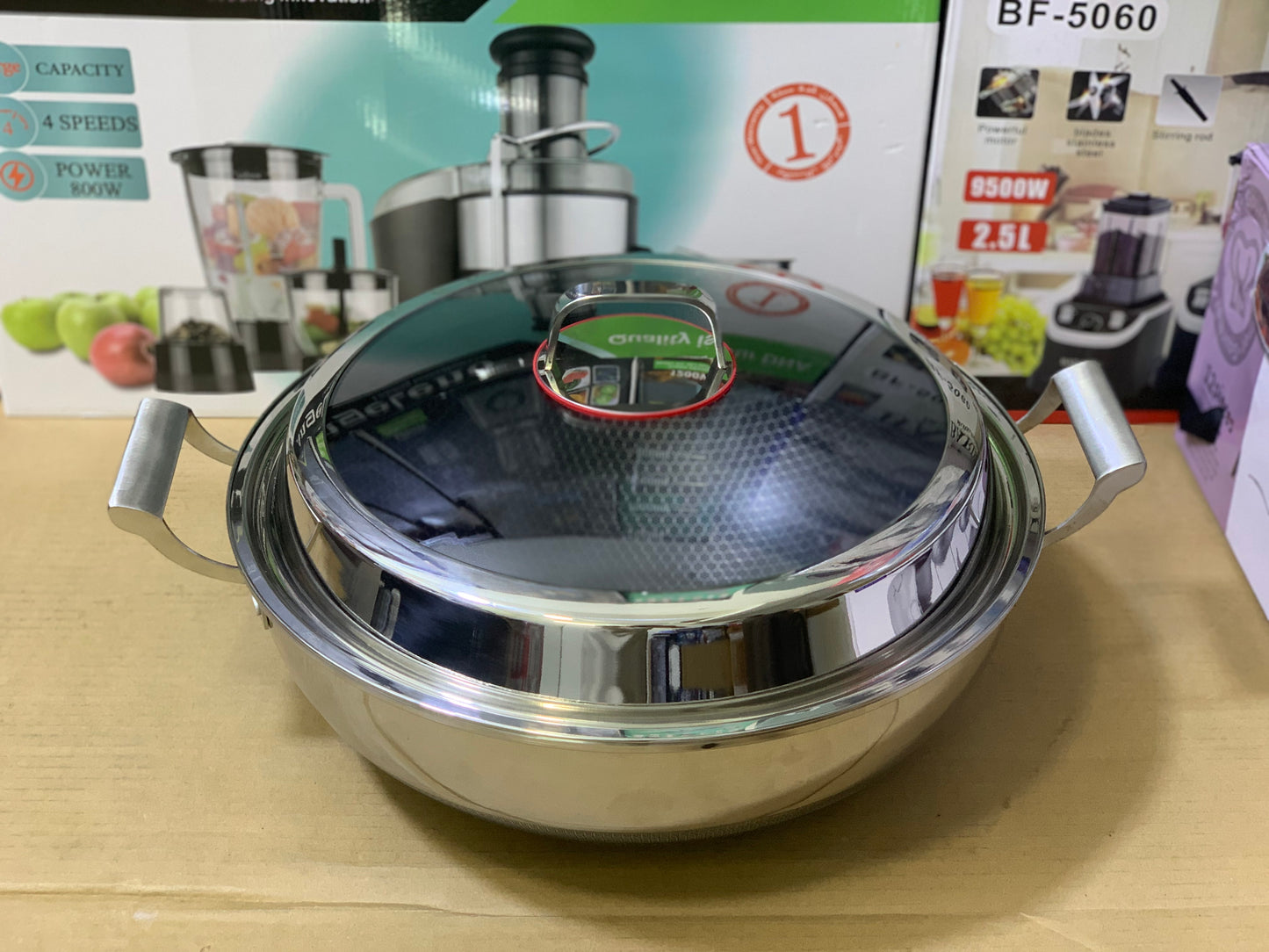 Laser Coated Honeycomb Pattern Deep Handi/Karahi stainless steel