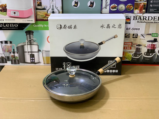 Laser Coating Honeycomb pattern 34cm Frying pan Cristal handle