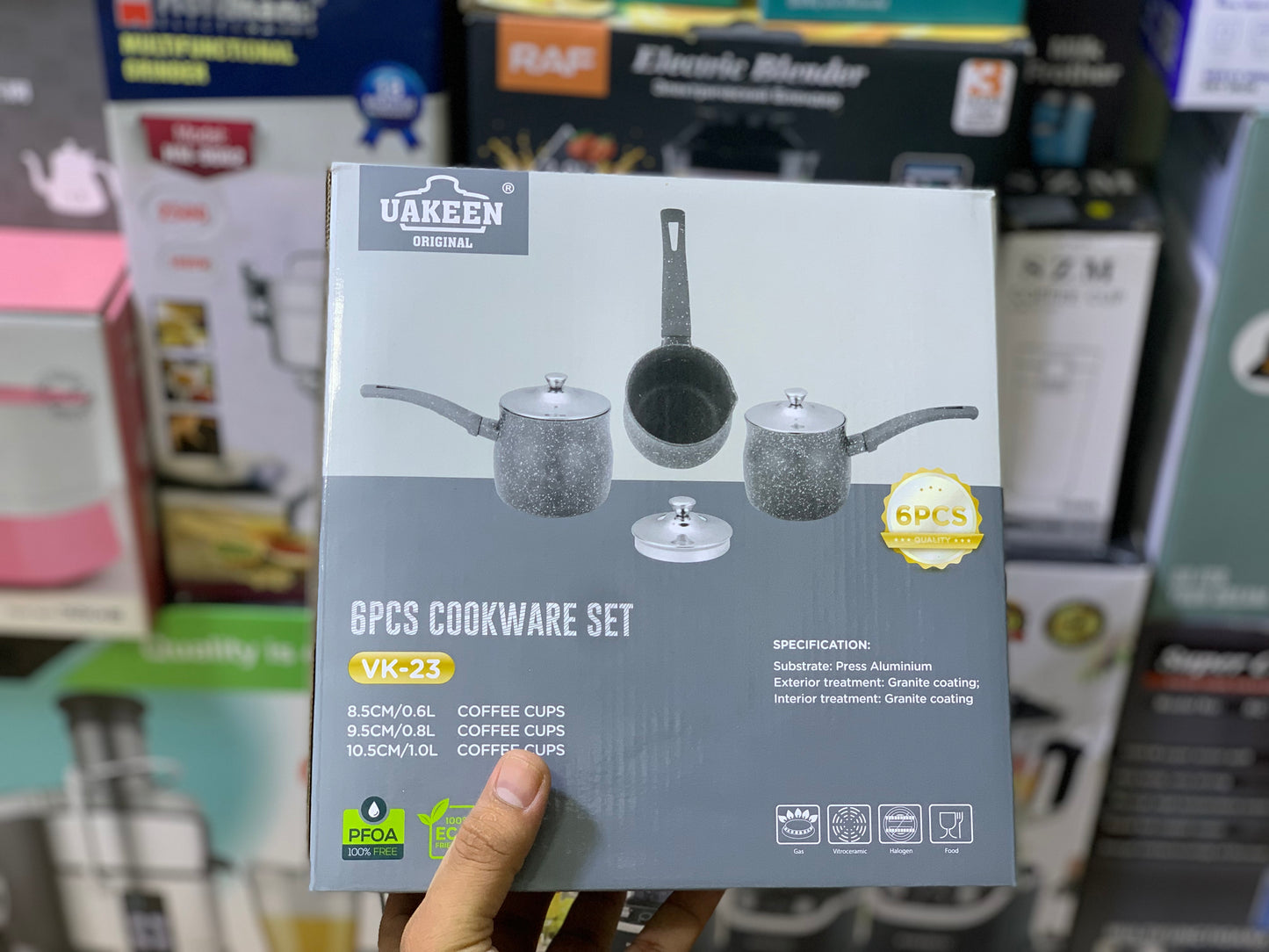 Uakeen Brand 6 Pieces Sauce Pan Set | Granite coating nonstick | Cooware set