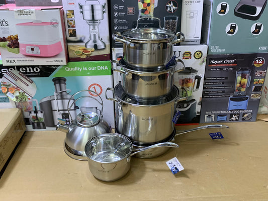 MGFR brand 12 Pieces Cookware set Stainless Steel Super Capsule bottom