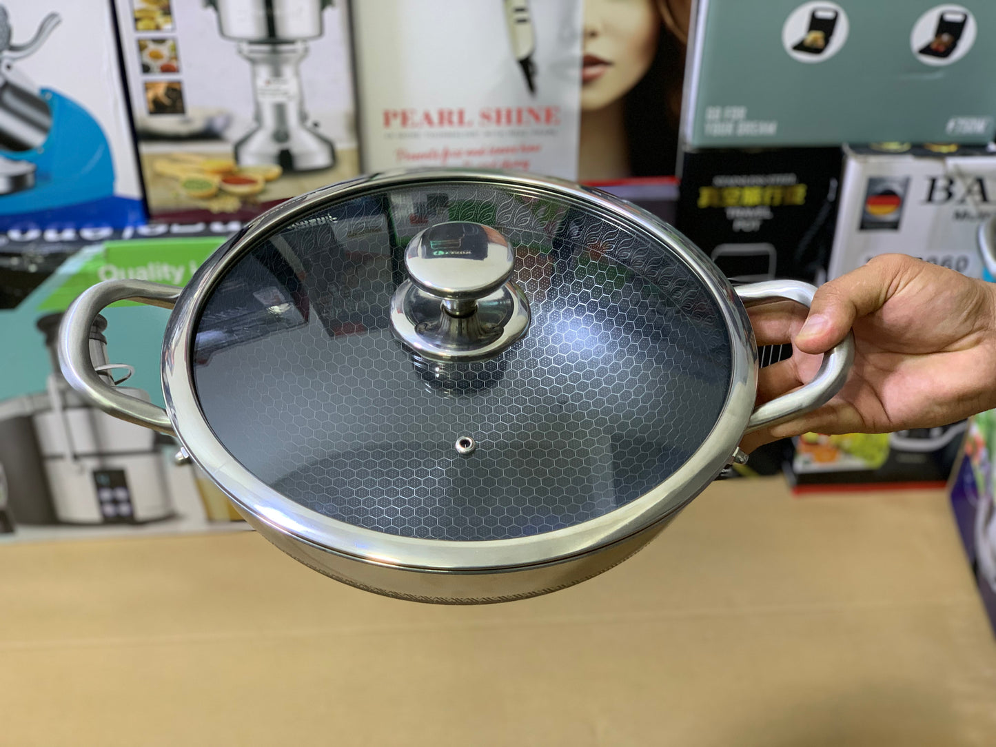 Laser Coating Honeycomb Pattern Karahi Set Nonstick and Stainless Steel
