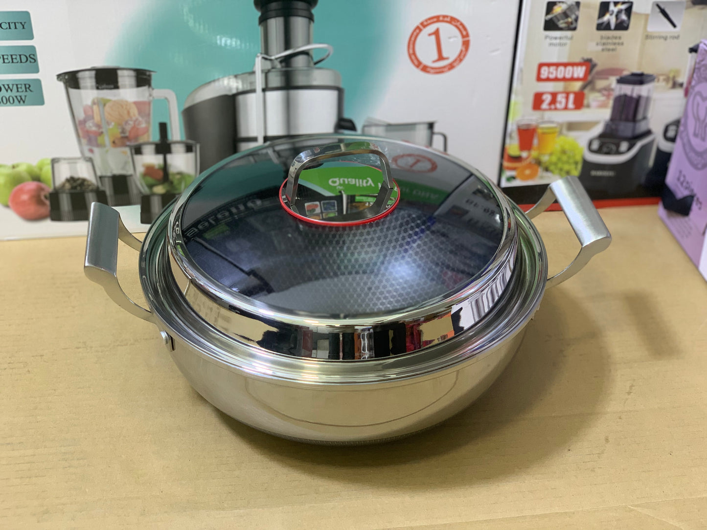 Laser Coated Honeycomb Pattern Deep Handi/Karahi stainless steel