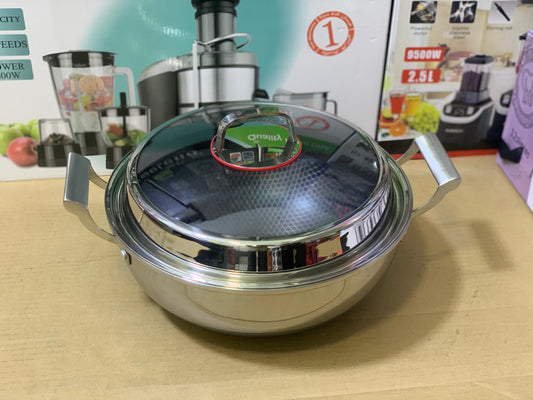 Laser Coated Honeycomb Pattern Deep Handi/Karahi stainless steel