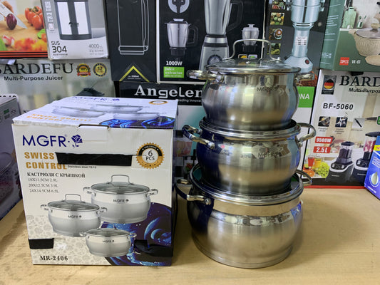 6 Pcs Cookware Set Stainless Steel