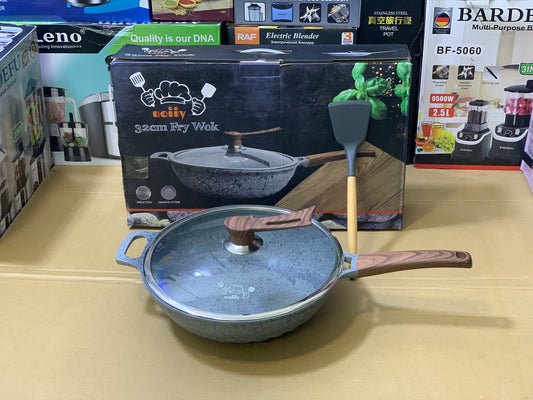Uiioy Induction Granite Frypan Wok 32cm | Granite Frying Pan