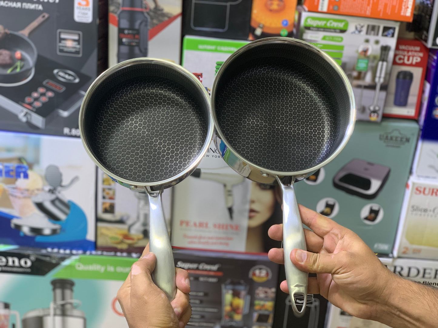 Laser coating Honeycomb pattern Suace pan Pure nonstick and Stainless steel