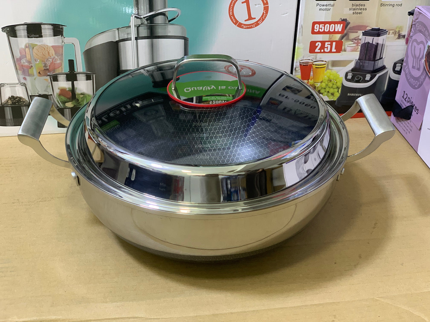 Laser Coated Honeycomb Pattern Deep Handi/Karahi stainless steel
