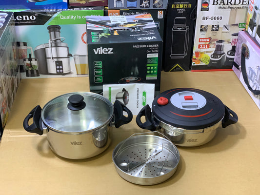 Vilez Pressure Cooker 4L and 6L |24cm Induction Bottom Stainless Steel |