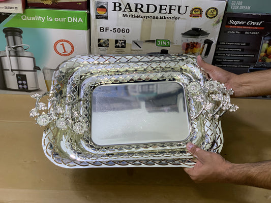 Sliver 3 Pieces Stainless Steel Serving trays | Serving Plate