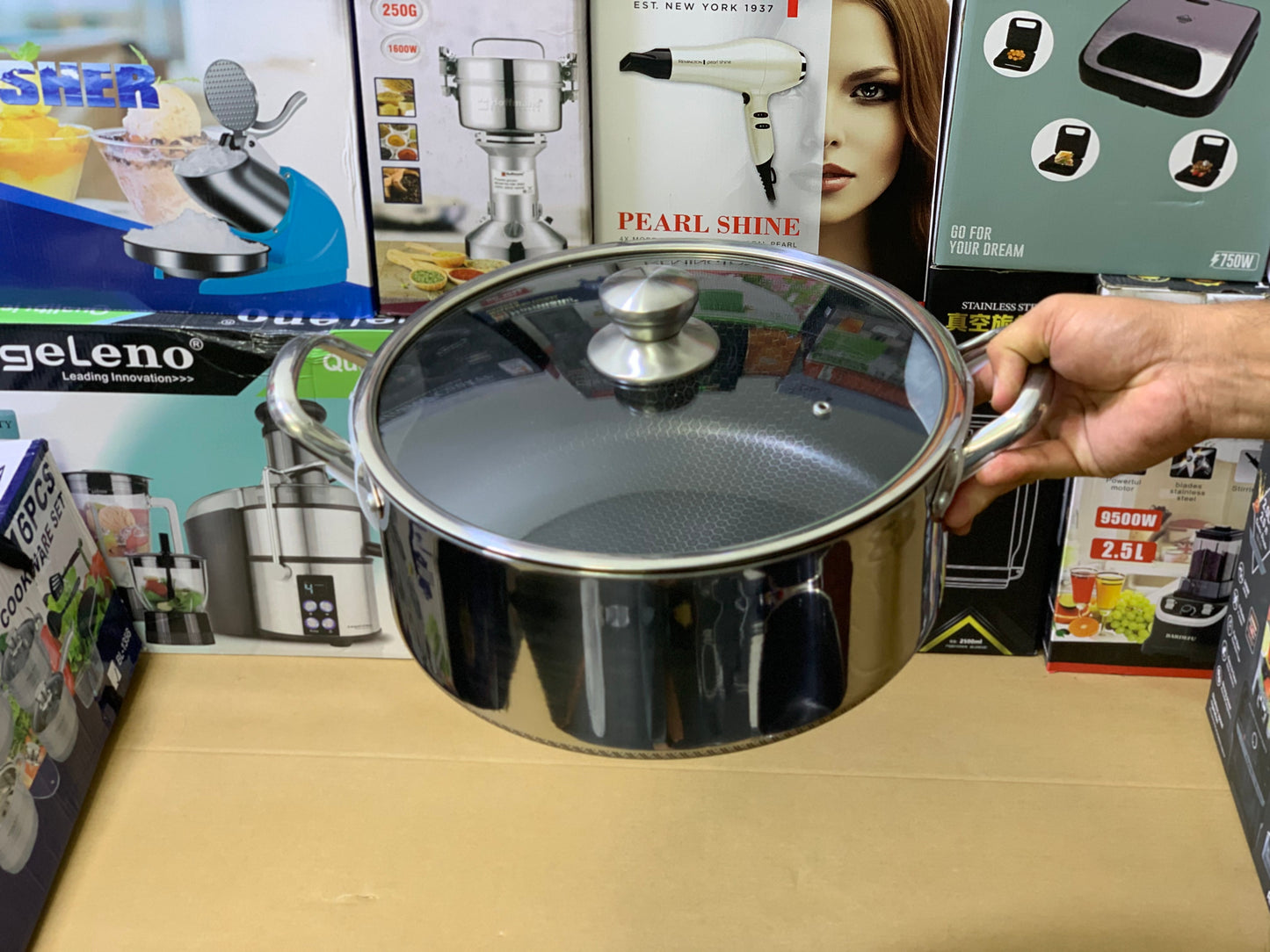 Laser Coating Honeycomb Pattern Deep Casseroles Set