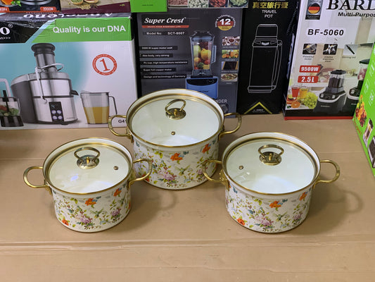 Enamel Coating 6 Piece Cookware set Nonstick Stainless Steel handles