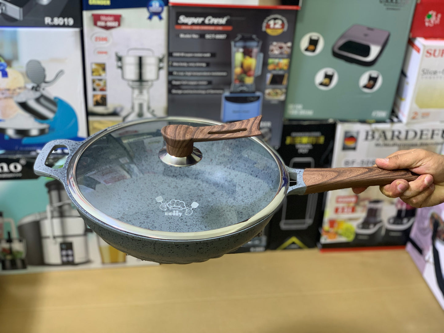 Uiioy Induction Granite Frypan Wok 32cm | Granite Frying Pan