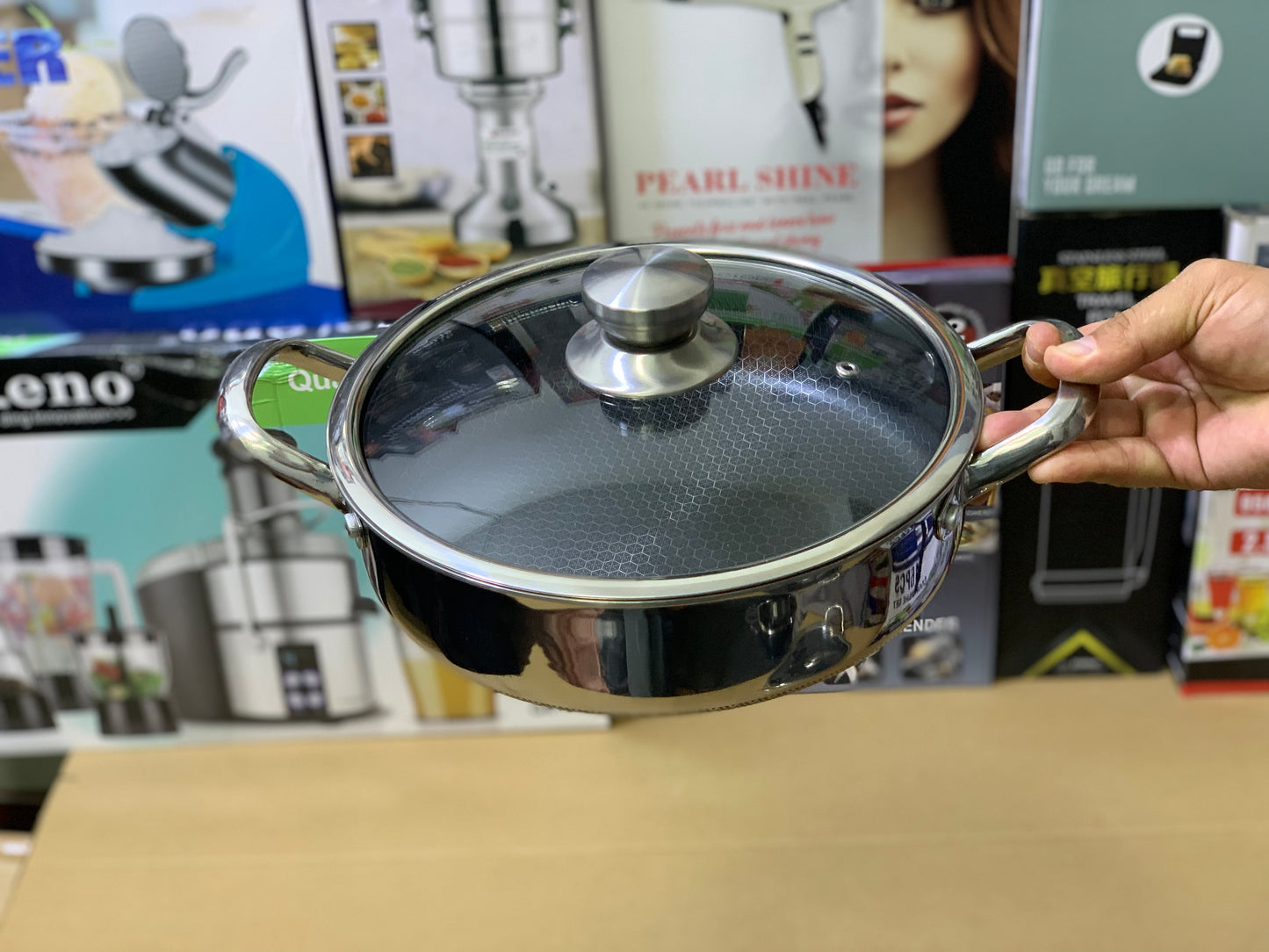Laser Coating Honeycomb Pattern Shallow Casseroles Set