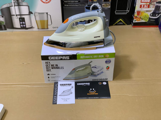 Geepas Electric Dry Iron 1200w |60 microns teflon coating and Automatic cut off |GDI23022P