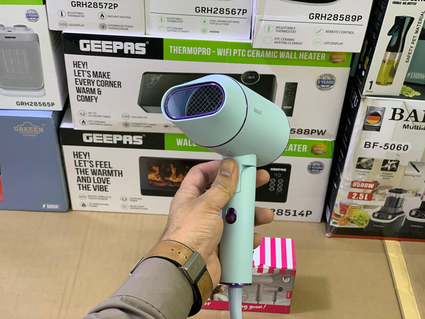 Kolax brand Hair dryer 2100 watt and 2 level speed Foldable over heating protection 350ml capacity