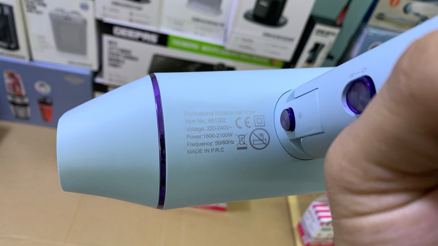 Kolax brand Hair dryer 2100 watt and 2 level speed Foldable over heating protection 350ml capacity