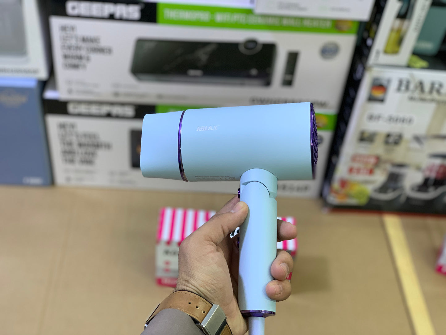 Kolax brand Hair dryer 2100 watt and 2 level speed Foldable over heating protection 350ml capacity