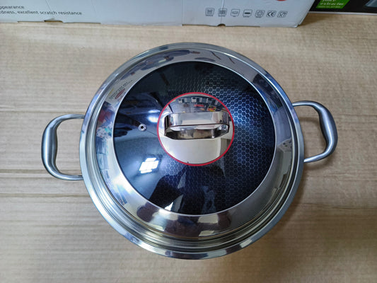 Laser Coated HoneyComb Pattern Deep Frying Karahi / Handi